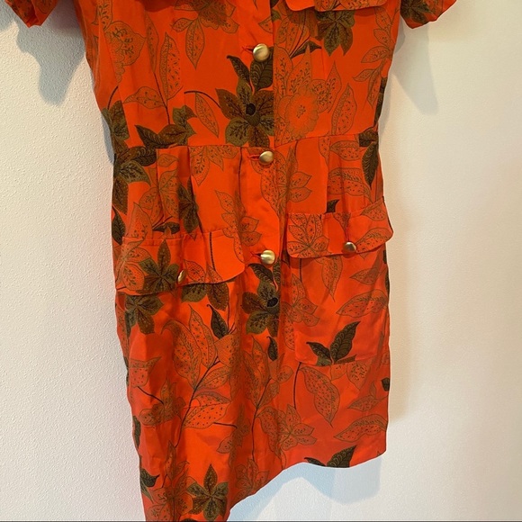 Vintage Genny Silk Floral Button Front Dress - Picture 3 of 7